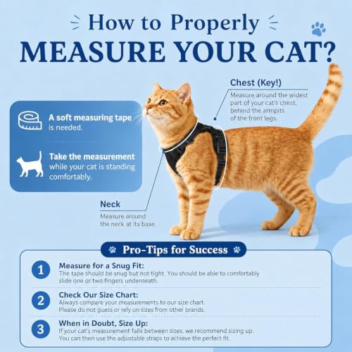 Cat Harness and Leash Set (Black / Medium)