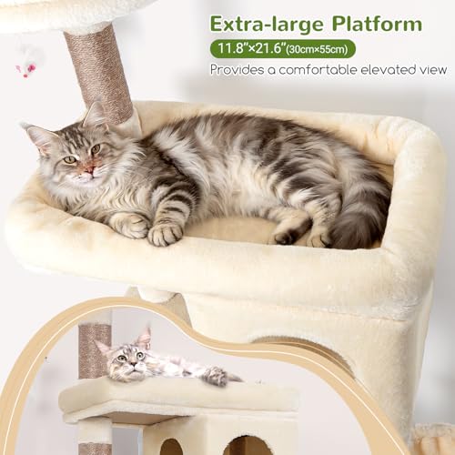 S72 Heavy Duty Cat Trees for Large Cats 20 lbs+ (Beige / 72 inch)