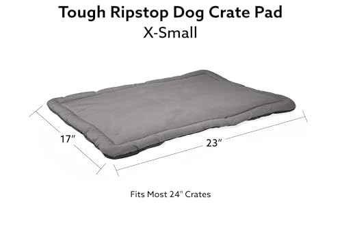 Tough Ripstop Dog Crate Pad (X-Small (23" L x 17" W) / Light Gray Velvet)