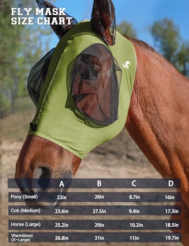 Horse Fly Mask with Ears (Olive Green / Medium)