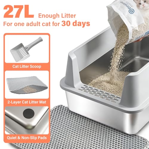 Stainless Steel Cat Litter Box with Lid (X-Large)