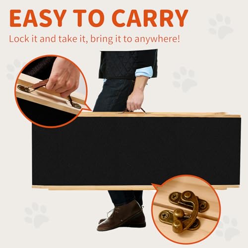 Dog Ramp for Bed & Couch (Wood / M-for 23.6''H Bed)