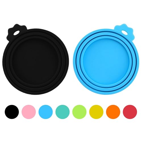 2 Pack Pet Food Can Covers (Black/Blue)