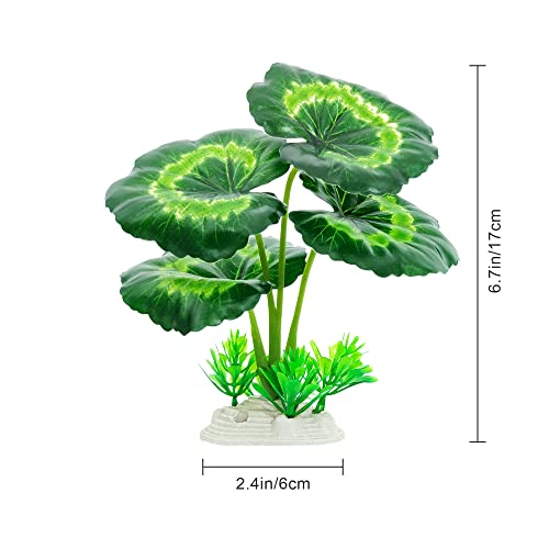 Betta Fish Tank Accessories 7 Pack Silk Aquarium Plants Decoration Artificial Fish Tank Plants Set for Aquariums Decor (F-7pcs Set/Green)
