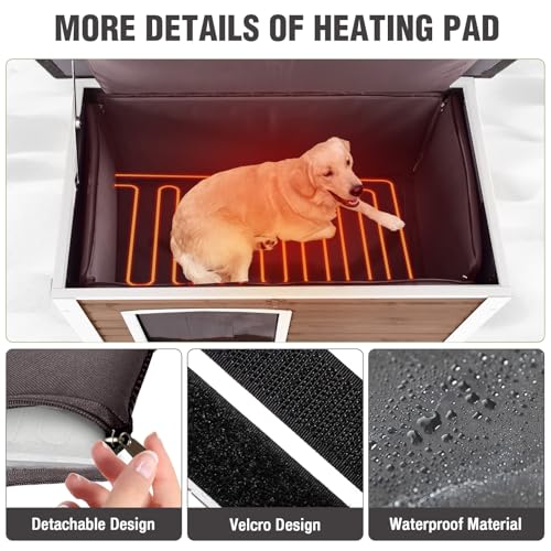 43.3'' Large Heated Outdoor Dog House Weatherproof with Anti (Heated Dog House)