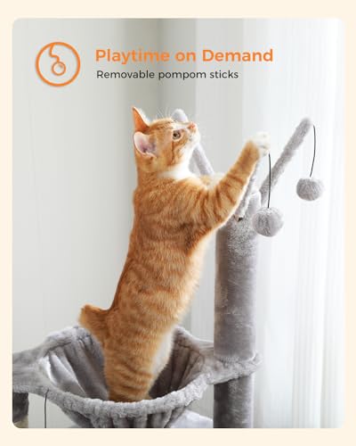45 Inch Small Cat Tree with 2 Condos for Indoor Cats (Gray / 45 inches)