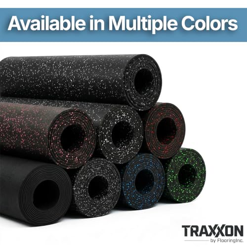Traxxon by FlooringInc Rubber Gym Flooring Roll (Black / 300"L x 48"W x 0.4"Th)