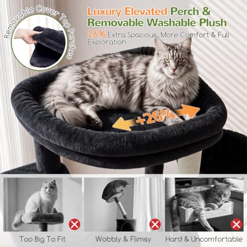 Tall Cat Tower for Indoor Adult Cats (Dark Grey / 72 inch)