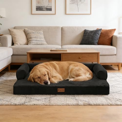 Orthopedic Washable Dog Bed for Extra Large Dogs (Black / 53.0"L x 42.0"W x 8.0"Th)