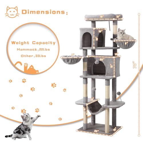 70 Inch Cat Tree (Light Grey)