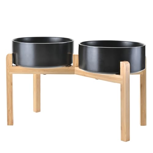 Elevated Dog Bowls Ceramic (8.3 in - 7.6 cups / Black)