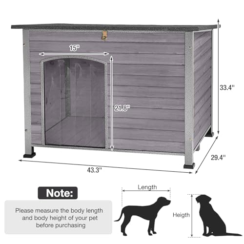 43.3’’ Large Dog House Outdoor Weatherproof Dog Kennel with Upgraded Thickened Metal Frame (Dog House)