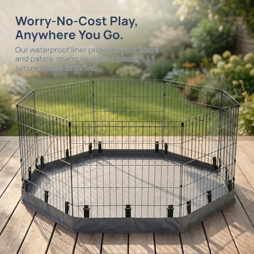 2-in-1 Octagonal Dog Playpen Bottom Pad for 24" Side Pen, Gray (Gray / No Pen: 00-Inch High)
