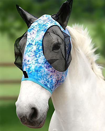 Super Comfort Stretchy Fly Mask Large Eye Space with UV Protection Soft on Skin with Breathability Pastel Mix XL (Extra-Full (Extra-Large) / Pastel Mix)