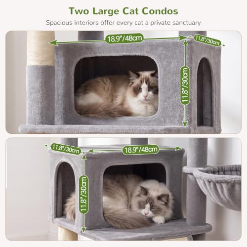75in Tall Cat Tree Tower for Indoor Cats (Light Grey / 75 inch)