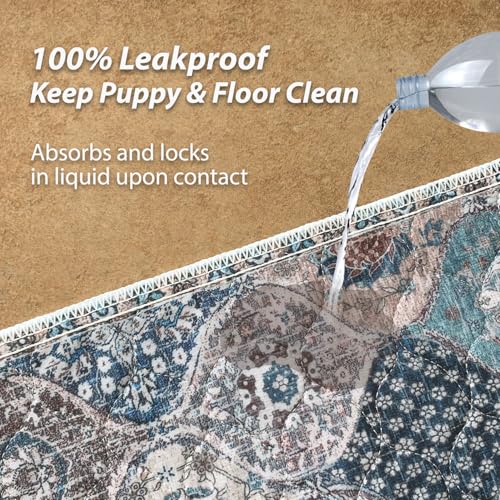 Washable Pee Pads for Dogs (36x72 Inch (Pack of 2) / Dark Red/Multi)