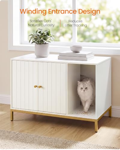 Cat Litter Box Enclosure (White + Gold / L (31.5"l X 19.7"w X 21.7"h))