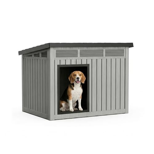 Dog House Outdoor & Indoor (Gray / 32.2”L x 25.12”W x 24.13”H)