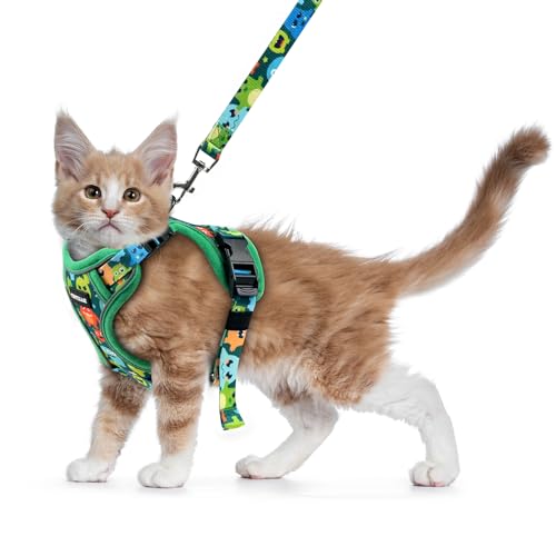 Cat Harness and Leash Set (H604 Pro Green Monster / Small (7-12lb))