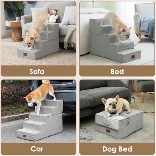 Dog Stairs 13.5" H (Light Grey / Extra Wide 16.5" x 21" x 13.5")