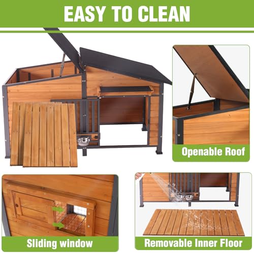 Extra Large Heated Dog House Insulated Dog Kennel Weatherproof Dog Shelter with Safe Heating Pad