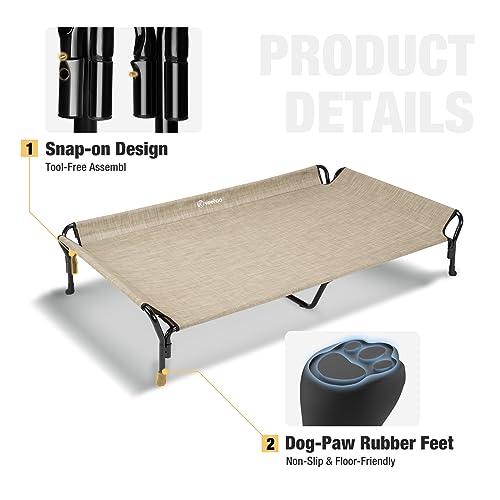 Cooling Elevated Dog Bed (Beige Coffee / 62.5"L x 37.0"W x 12.0"Th)
