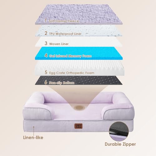 Orthopedic Dog Beds Large Sized Dog (Lilac / 41.0"l X 27.0"w X 6.5"th)