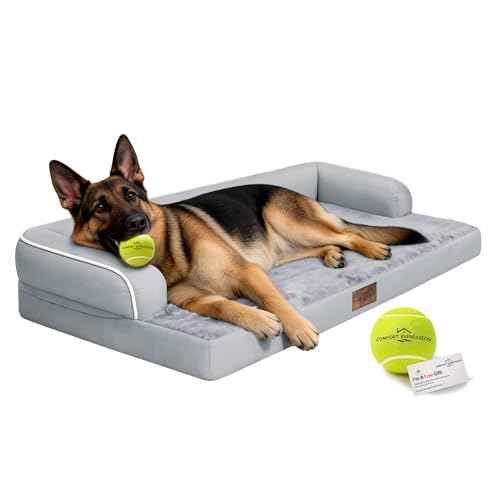 Orthopedic Waterproof Jumbo Dog Bed for Giant Dogs (Grey / 48"L x 33"W x 8"Th)