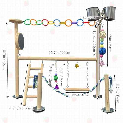 Small Bird Playground Natural Wood for Top of Cage Bird Perch Stand for Parrots Play Gym Toys for Small Birds Parrot Cockatiel Love Birds Budgie