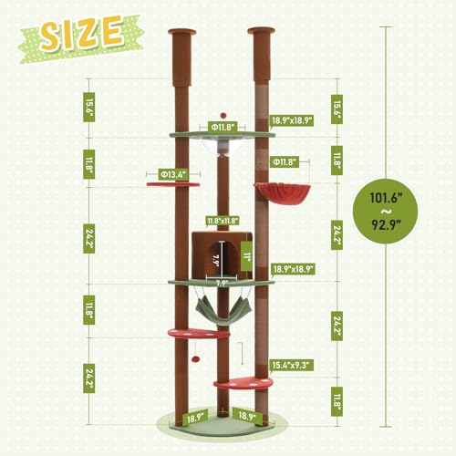 Floor to Ceiling Cat Tree (XXL(93''-101'') / Brown)