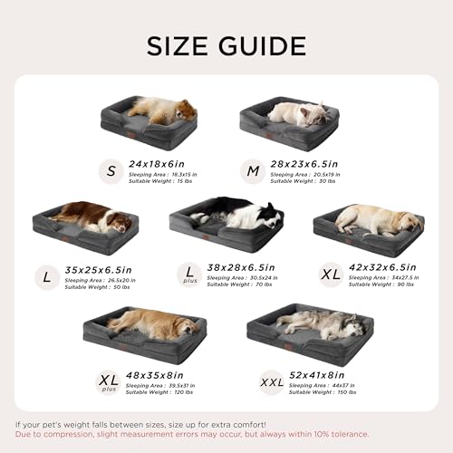 Orthopedic Dog Bed Medium Size Dogs (Dark Grey / 28"l X 23"w X 6.5"th)