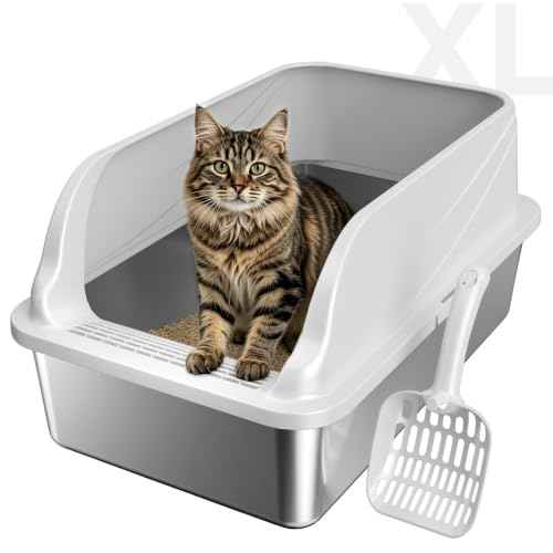 Stainless Steel XL Cat Litter Box (Grey XL)