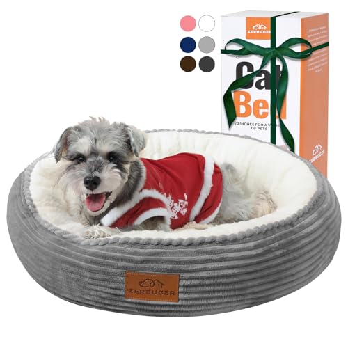 23in Light Grey Round Dog Bed Sofa for Dogs Cats (Light Grey / Medium)