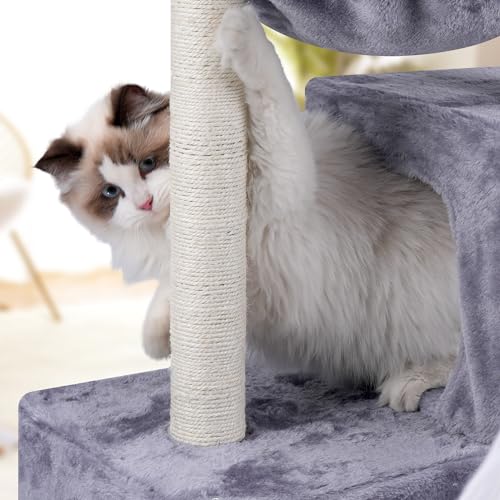 Cat Tree Has Scratching Toy with A Ball Activity Centre Cat Tower Furniture Jute (Grey / 37.4'')