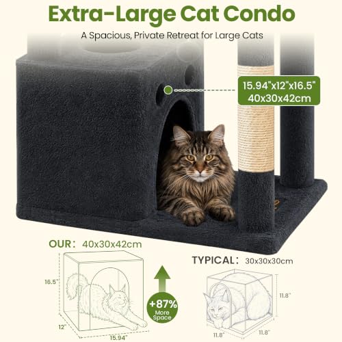 67in Tall Cat Tree Tower for Large Cats (Dark Grey1 / 67 Inches)