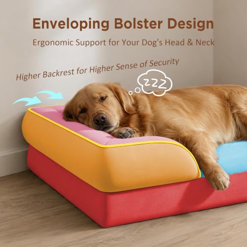 Orthopedic Dog Bed for Extra Large Dogs with Bolster (42.0"L x 30.0"W x 8.5"Th / Miami)