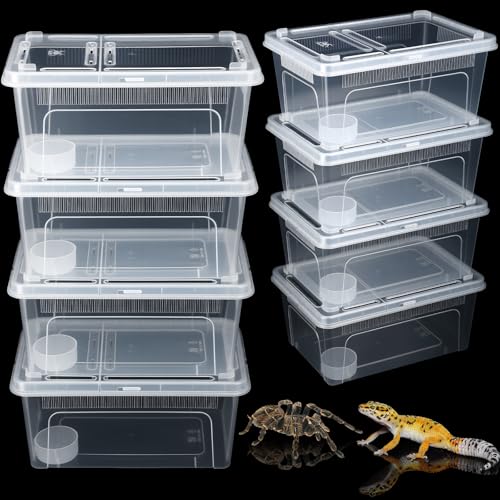 8 Pcs Reptile Breeding Box (Vent Strips / Clear / 10.6 x 7.4 x 4.7 Inch)