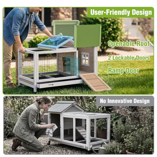 Indoor Rabbit Cage for 1 (Brown / 40.7" x 22.8" x 28.6")