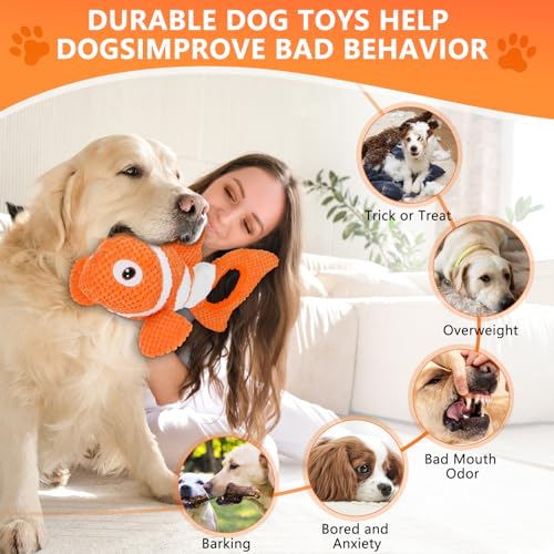 Squeaky Clownfish Dog Toy (Orange)
