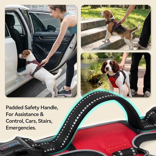 Reflective Dog Harness No Pull Large Breed Vest (Extra Large / Red)