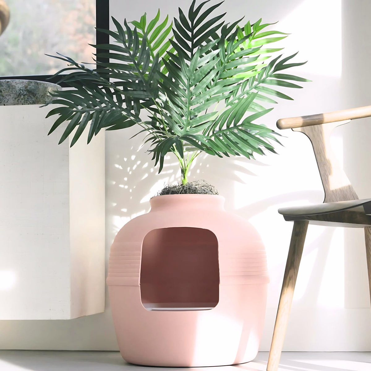 Original Hidden Litter Box Planter (Palm Plant / Essentials Kit / Blush Coral)
