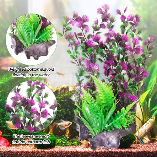 Aquarium Plastic Plants Aquarium Decor Artificial Fish Tank Plants Lifelike Tall Fish Tank Decorations Aquarium Plant Suitable for Saltwater and Freshwater 15.7in 2pcs (B*2 Pcs / 15.7 in)