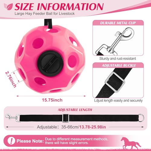 15.75" Extra Large Slow Feed Hay Ball for Horses (Pink)