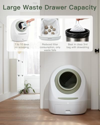 Casa Leo Automatic Self Cleaning Cat Litter Box Bundle with App Control (Green)