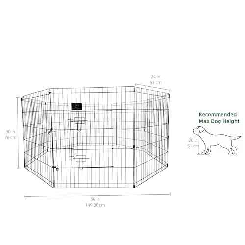 Puppy Playpen with Bottom Pad and Door (Black / Small Pen: 30-Inch High)
