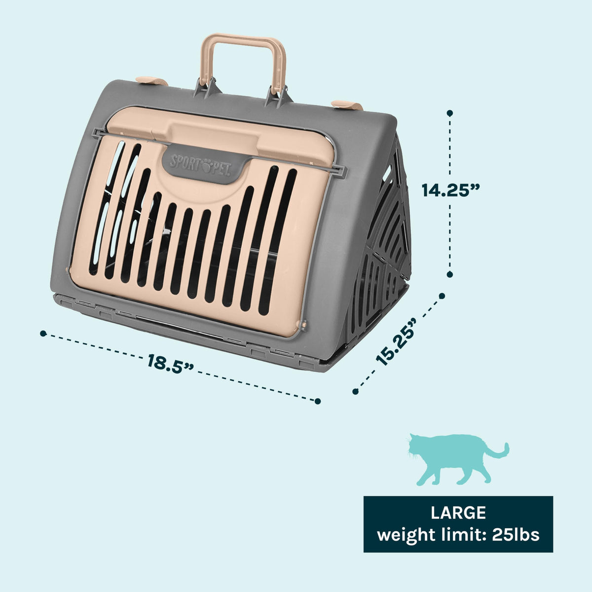 Foldable Travel Cat Carrier (A) Large Carrier (Tan & Gray))