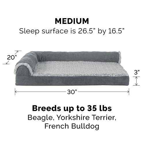 Cooling Gel Dog Bed for Medium (Medium / (Two-Tone Faux Fur & Suede) Stone Gray)