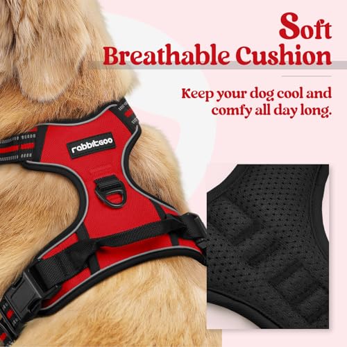 Dog Harness No Pull Medium Sized with 2 Leash Clips (Medium / Red)
