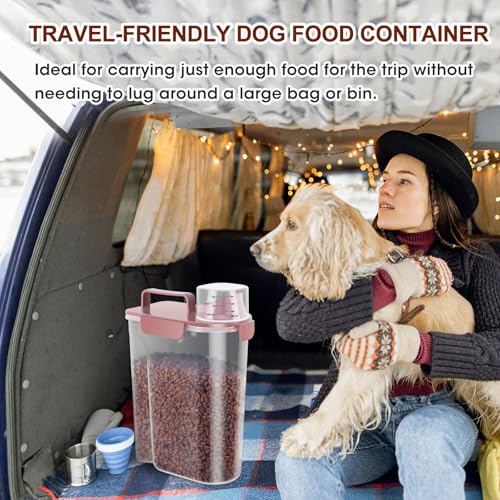 Portable Dog Food Storage Container 5 to 7 Lbs (Dusty Rose / 6 Qt)