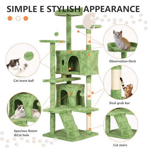70" Cat Tree Tower (70in / Green)
